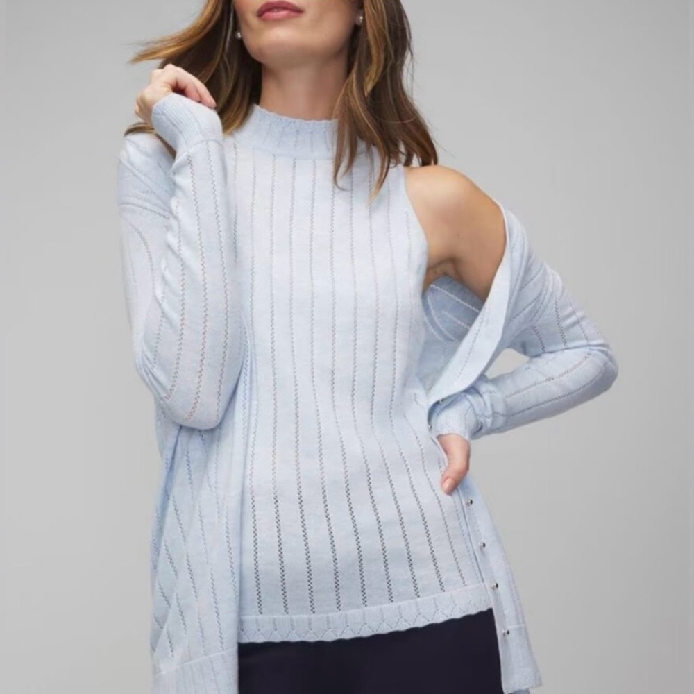 White House Black Market cashmere blend mock neck tank in blue size X small